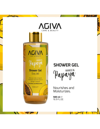 Agiva Papaya Shower Gel 500 ml – Refreshing Body Wash