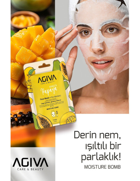Agiva Mango Papaya Sheet Mask – Moisture Bomb Face Mask